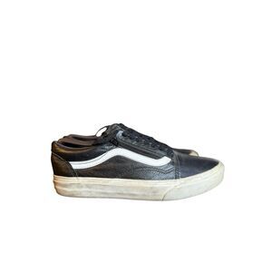 VANS OFF THE WALL: Old Skool Zip Leather Sneaker - BLACK MENS US 6.5 WOMEN US 8